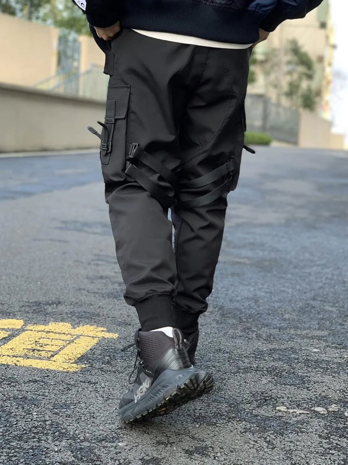 MOKEWEN Men's Streetwear Urban Techwear Ankle Band Casual Cargo Pants with Pockets Jogger