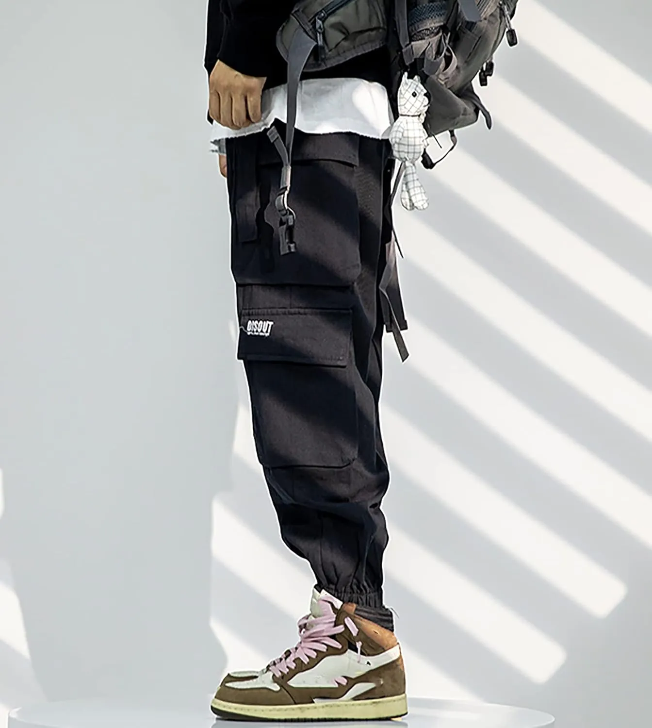 MOKEWEN Men's Streetwear Urban Techwear Ankle Band Casual Cargo Pants with Pockets Jogger