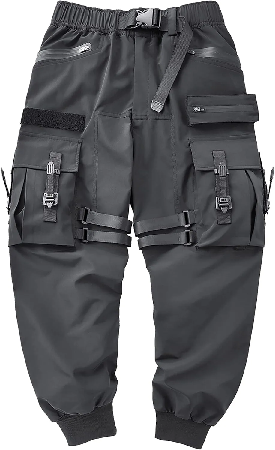 MOKEWEN Men's Streetwear Urban Techwear Ankle Band Casual Cargo Pants with Pockets Jogger