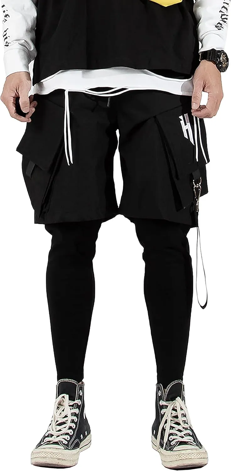 MOKEWEN Men's Streetwear Urban Techwear Ankle Band Casual Cargo Pants with Pockets Jogger