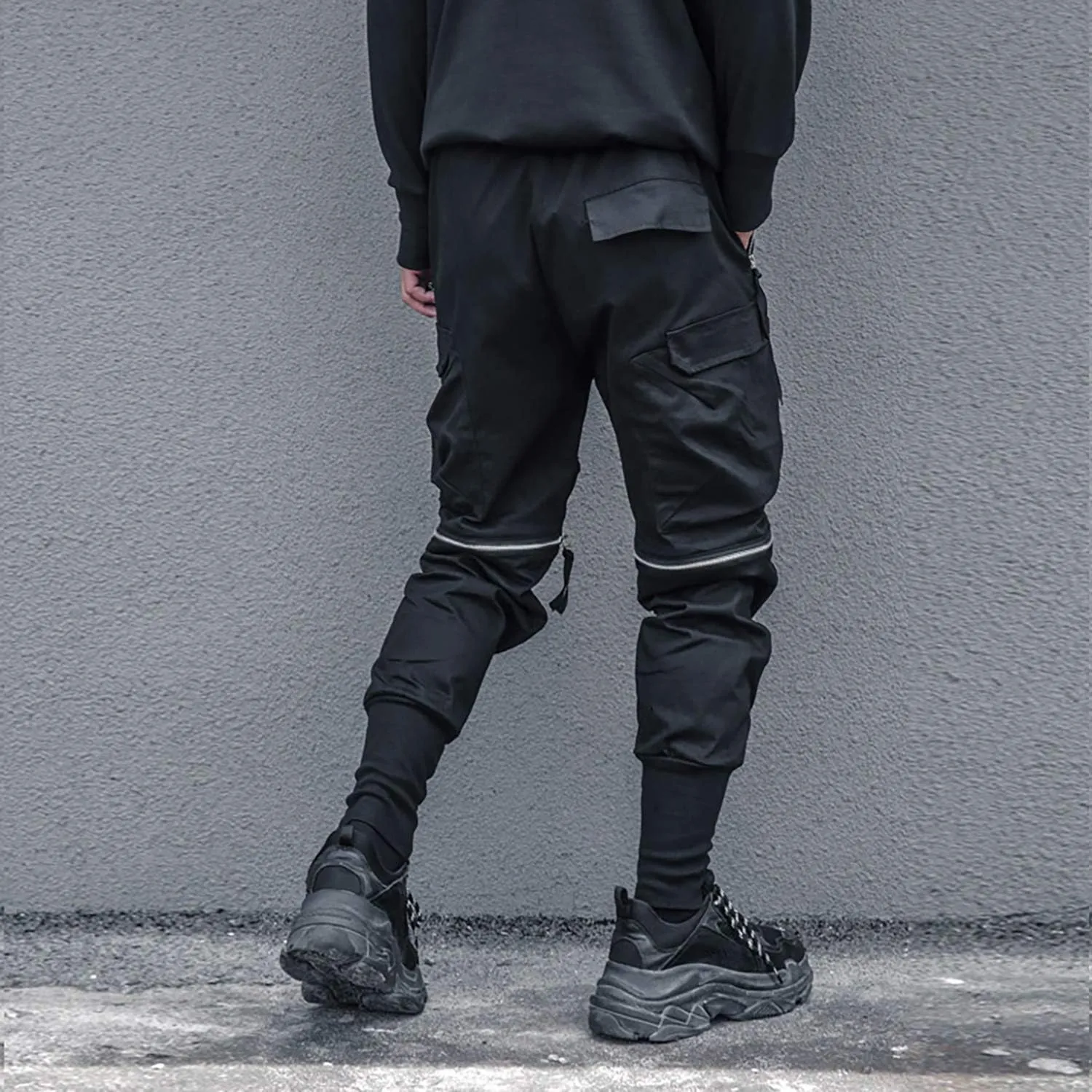 MOKEWEN Men's Streetwear Urban Techwear Ankle Band Casual Cargo Pants with Pockets Jogger