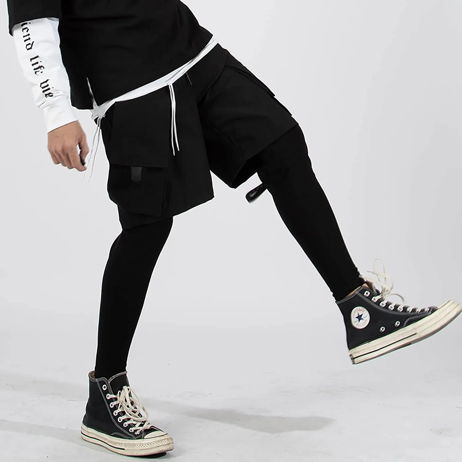 MOKEWEN Men's Streetwear Urban Techwear Ankle Band Casual Cargo Pants with Pockets Jogger