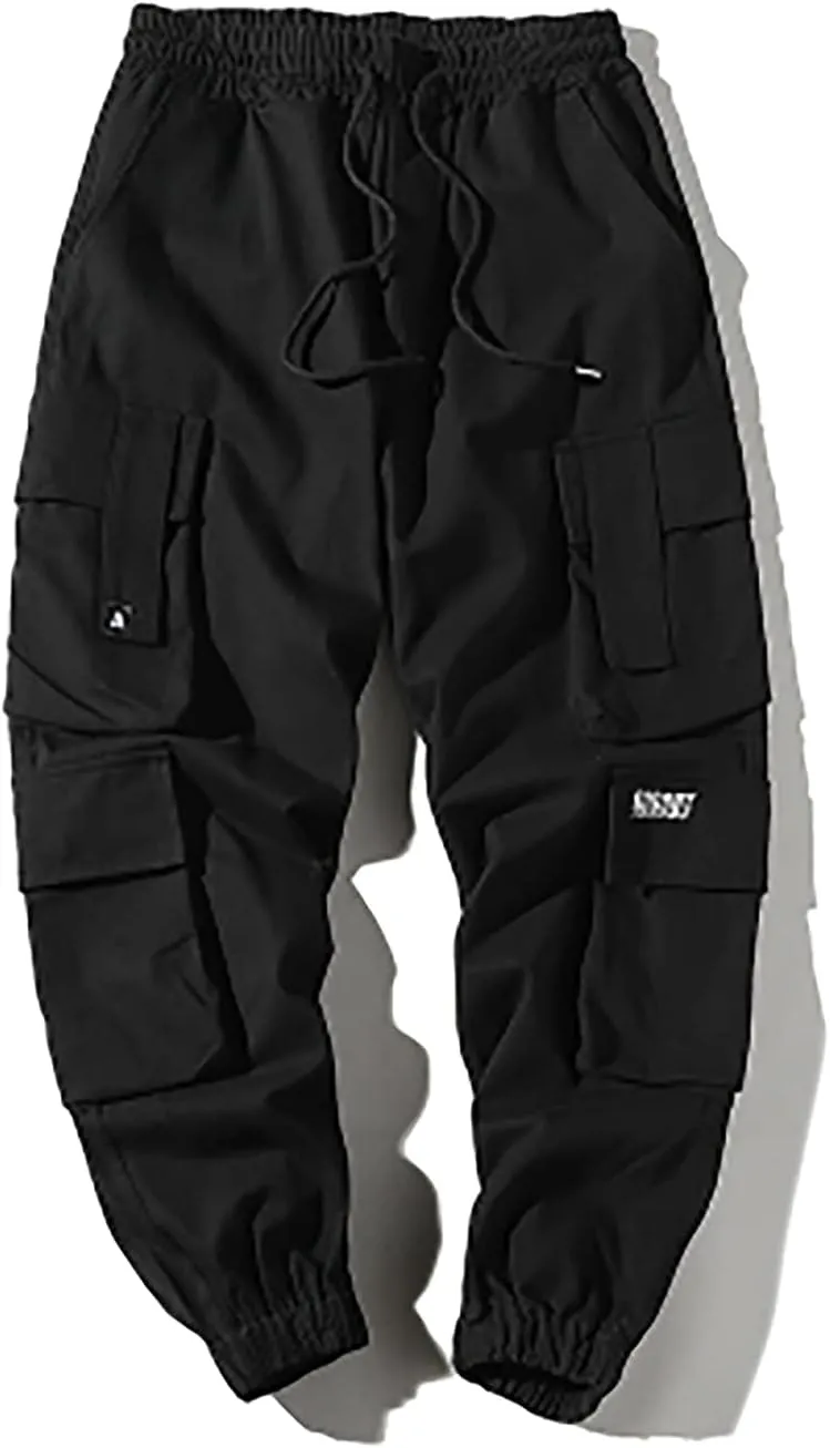MOKEWEN Men's Streetwear Urban Techwear Ankle Band Casual Cargo Pants with Pockets Jogger