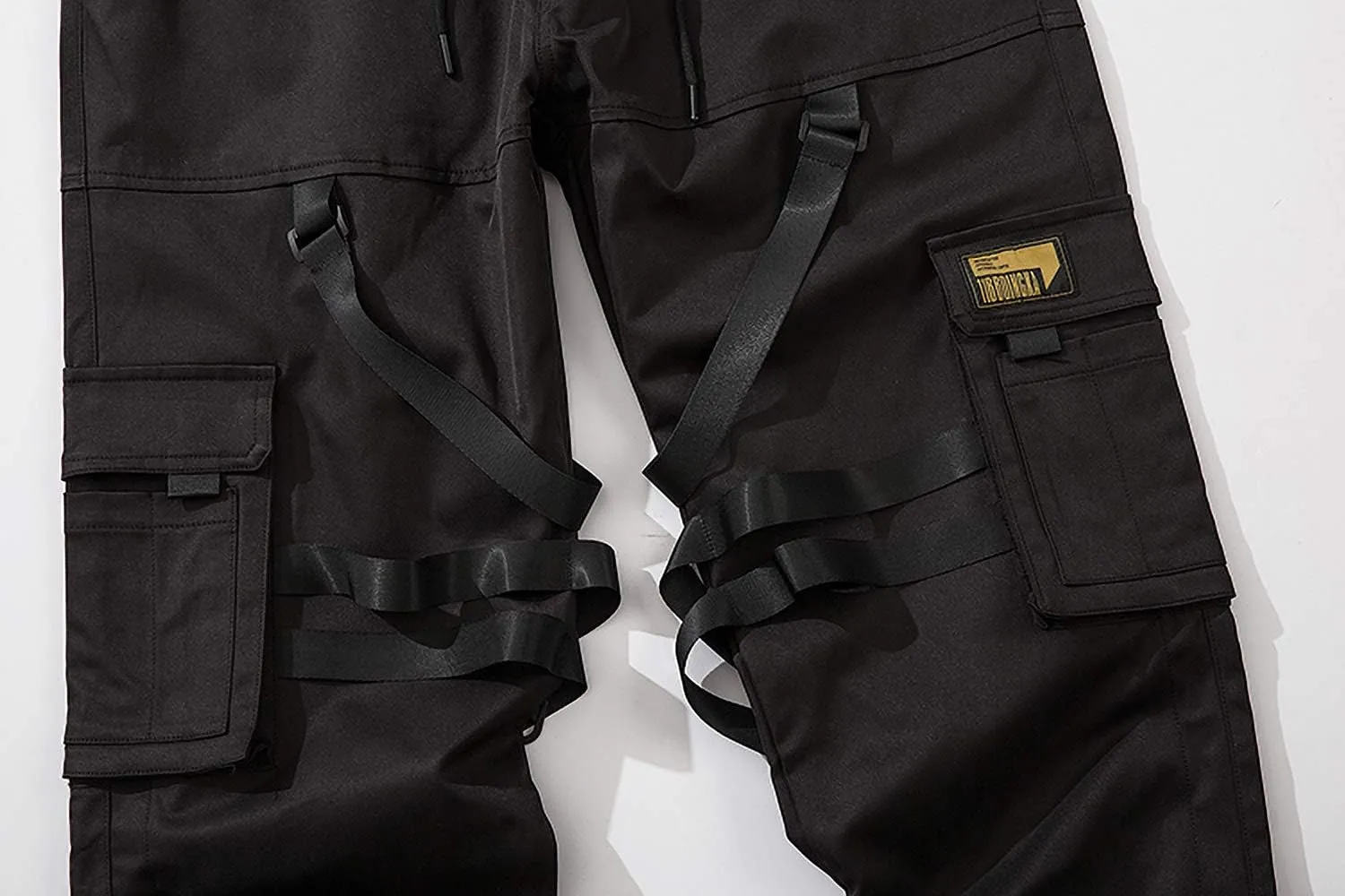 MOKEWEN Men's Streetwear Urban Techwear Ankle Band Casual Cargo Pants with Pockets Jogger