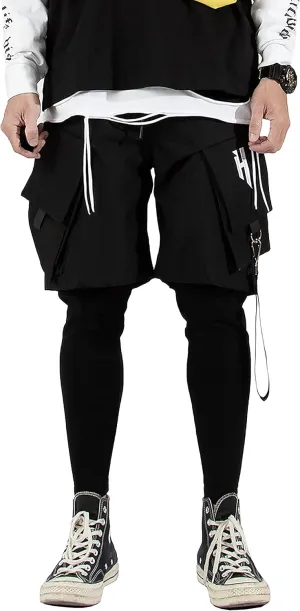 MOKEWEN Men's Streetwear Urban Techwear Ankle Band Casual Cargo Pants with Pockets Jogger