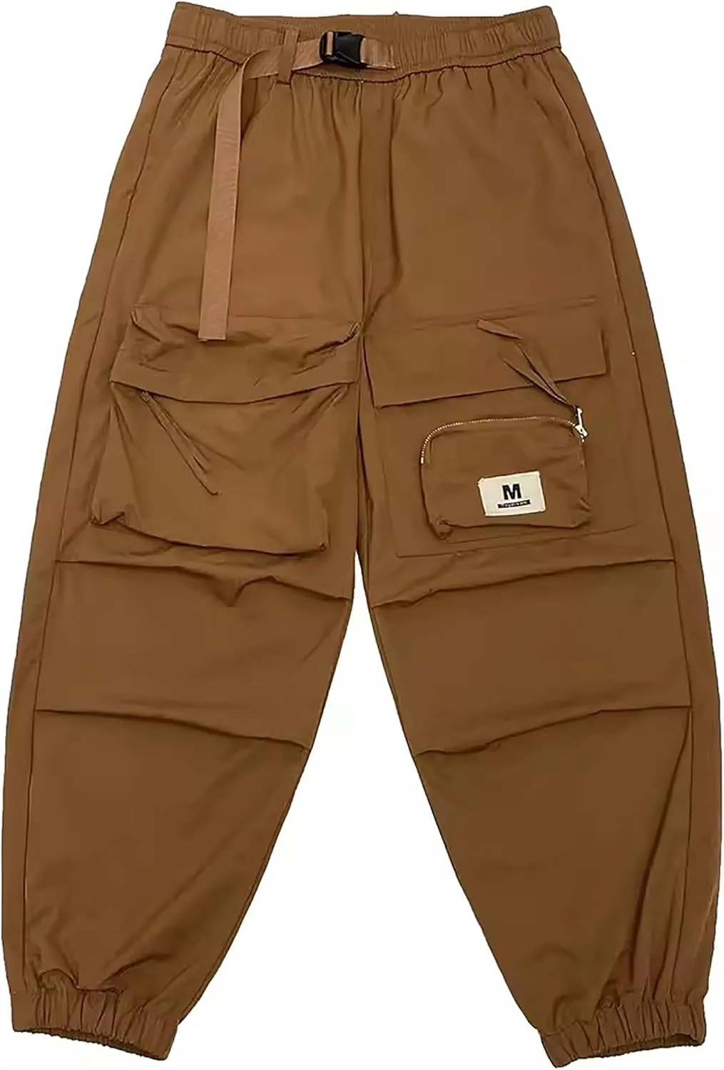 MOKEWEN Men's Techwear Pocket Elastic Waist Flower Sport Jogger Harem Cargo Pants