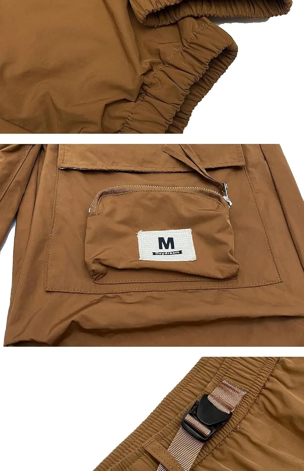 MOKEWEN Men's Techwear Pocket Elastic Waist Flower Sport Jogger Harem Cargo Pants