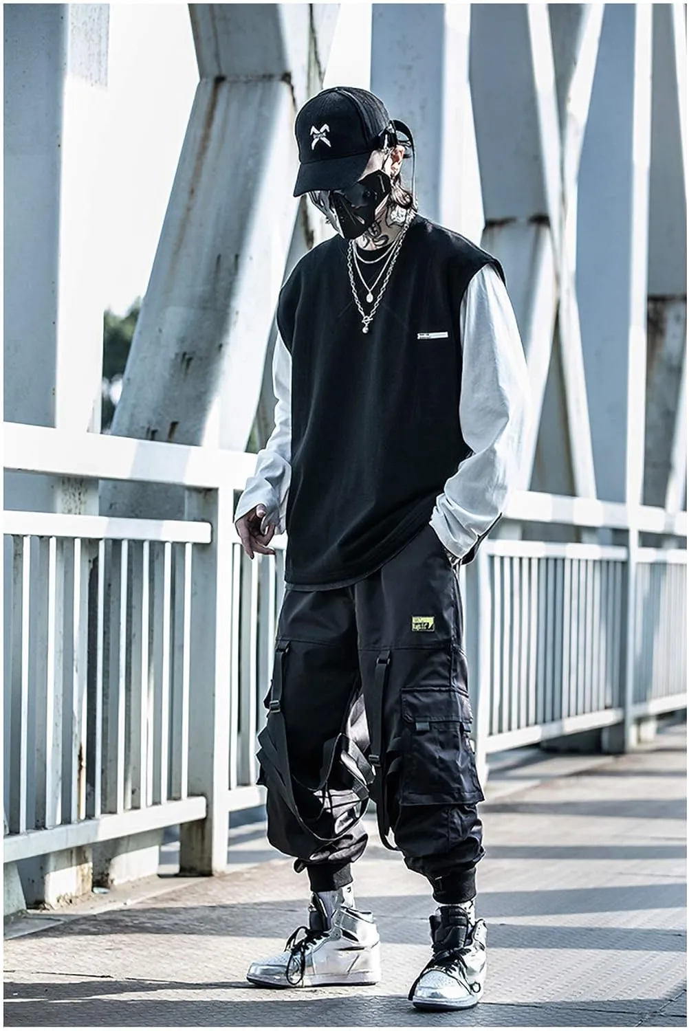 MOKEWEN Men's Techwear Pockets Armor Urban Cargo Jogger Streetwear Hip Hop Active Pants