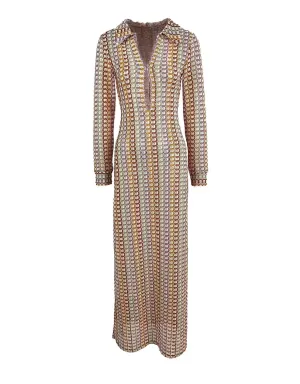 Multi Color Crochet Long Sleeve Dress