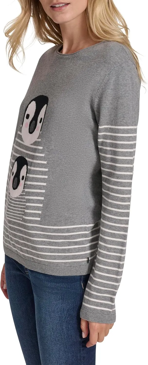 Nautica Women's Long Sleeve Graphic Crew Neck Pullover