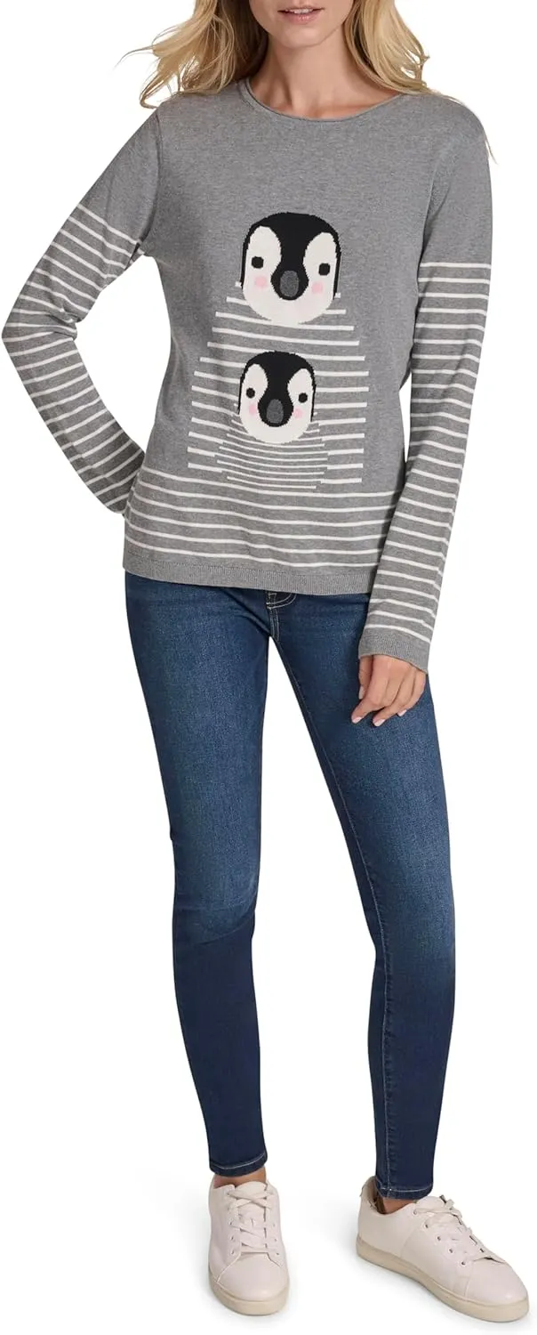 Nautica Women's Long Sleeve Graphic Crew Neck Pullover