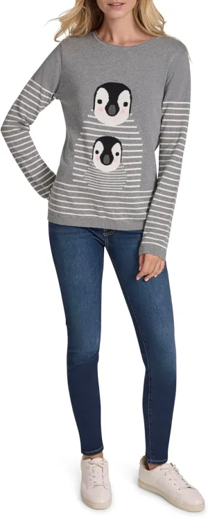 Nautica Women's Long Sleeve Graphic Crew Neck Pullover