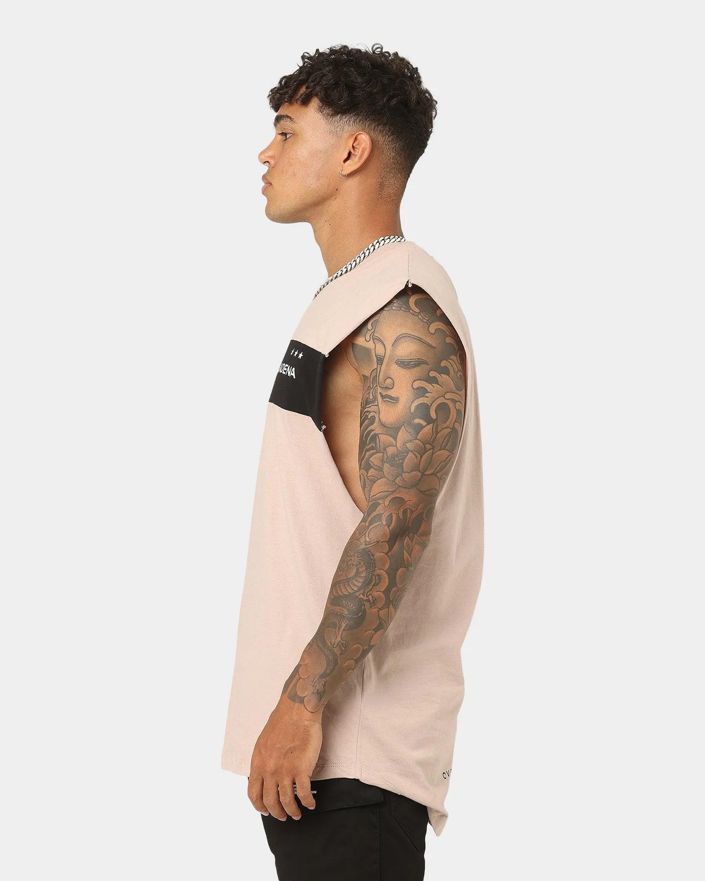 Nena and Pasadena Overthrown Scoop Back Muscle T-shirt Pigment Mushroom