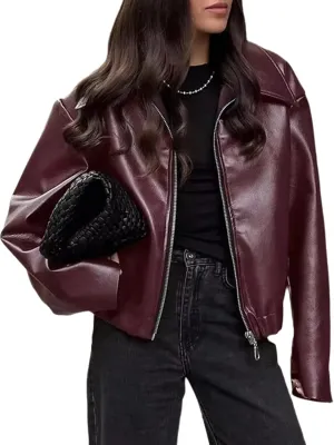 NIFTRIRY Women Leather Jackets Oversized Faux Motorcycle Jacket Coat Fall Outfits Fashion Clothes 2025