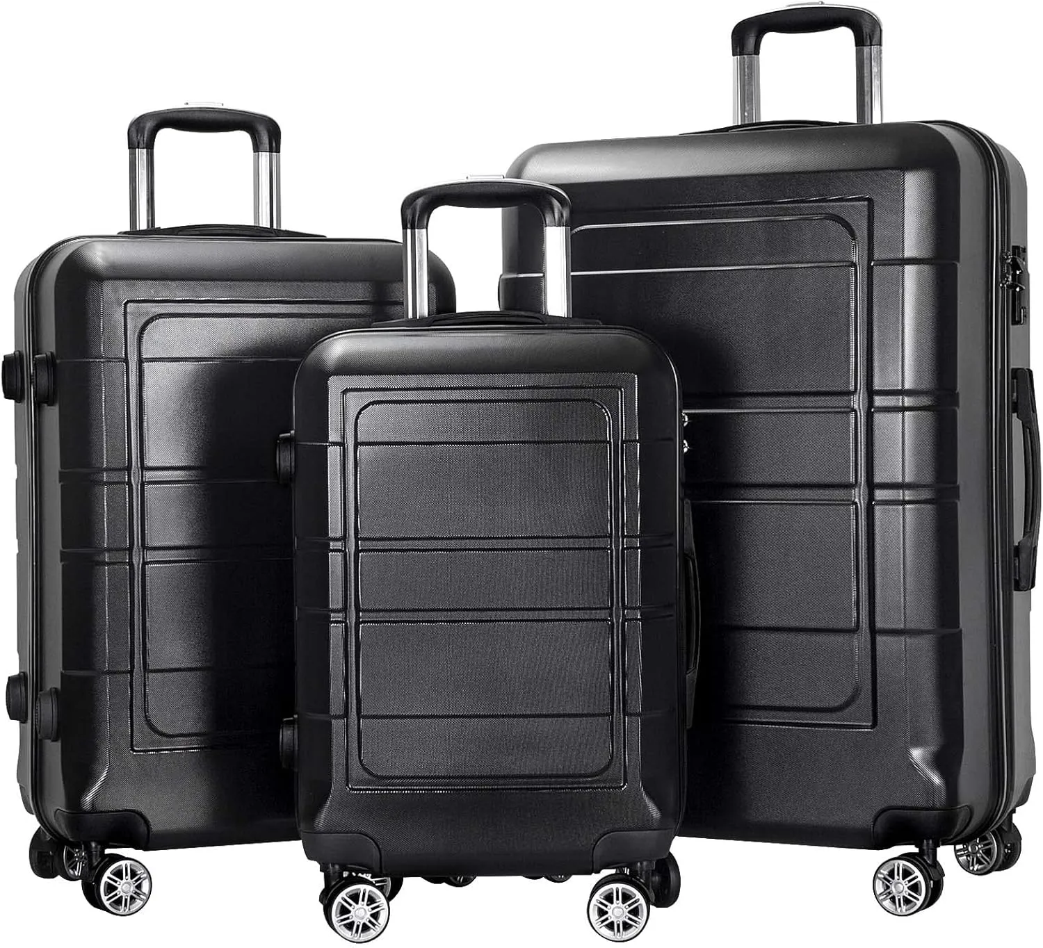 NIUTA 3 Piece Luggage Sets TSA Lock and 20"/24"/28"-Black, 20/24/28
