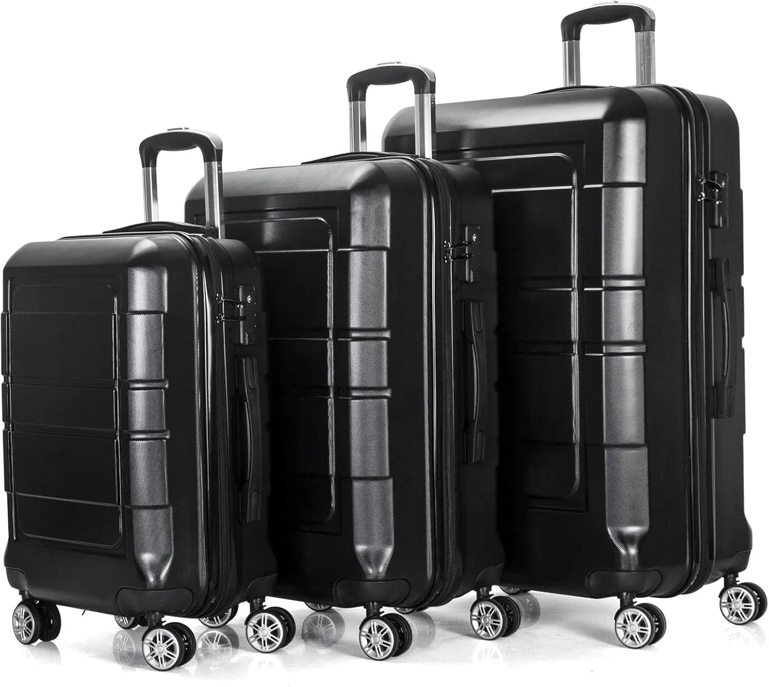 NIUTA 3 Piece Luggage Sets TSA Lock and 20"/24"/28"-Black, 20/24/28
