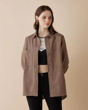 noflik Women's Oversized Button Down Denim Shirt Jacket Shacket Loose Fit