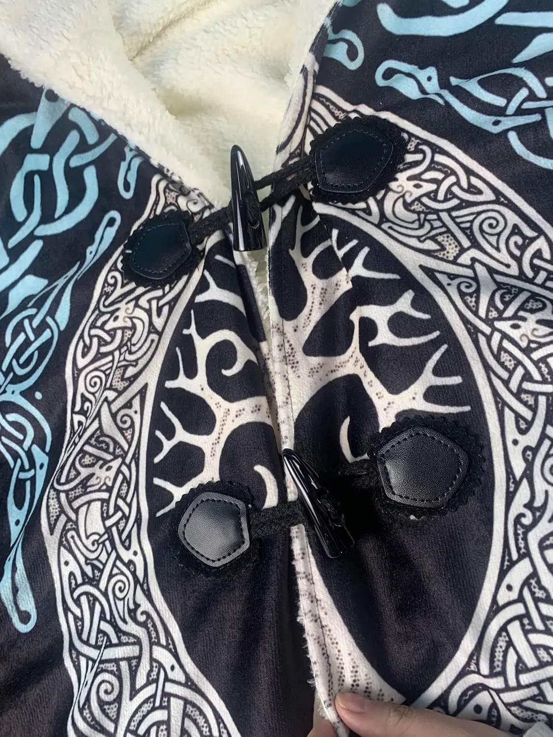 Norse Mythology Vegvisir Viking 3D Print Dream Cloak Thick Warm Hooded Men Overcoat Windproof Fleece Jacket