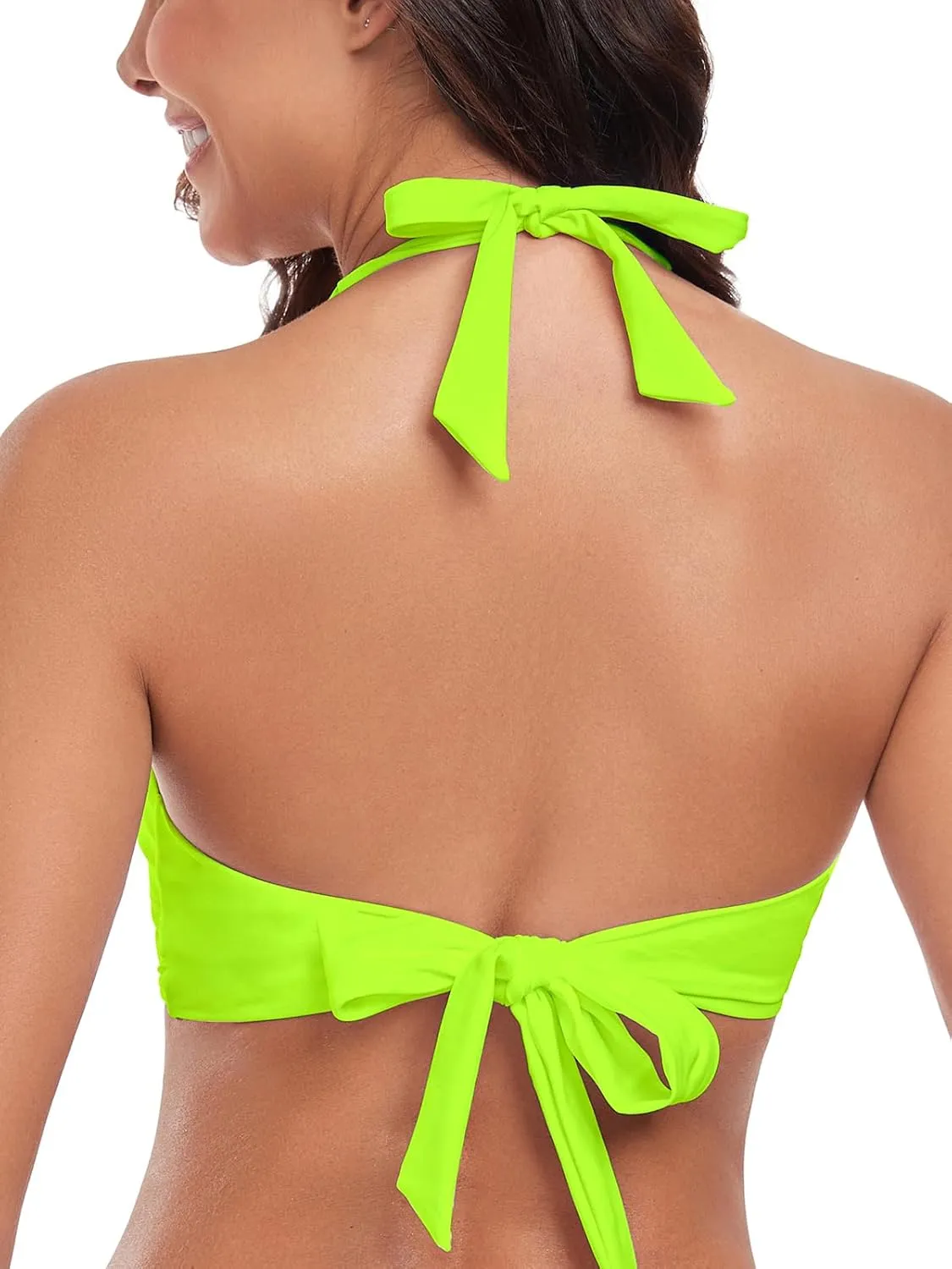 Ocean Blues Women's V-Neck Bikini Top Twist Triangle Swimsuit Top Halter Bathing Suit Top