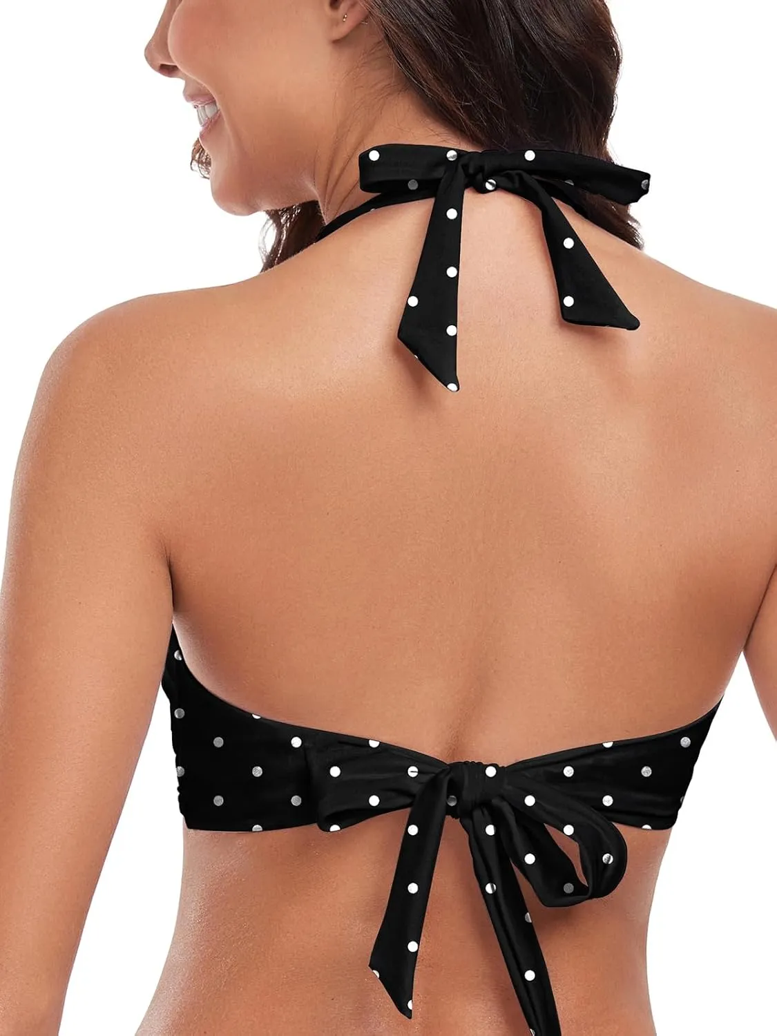 Ocean Blues Women's V-Neck Bikini Top Twist Triangle Swimsuit Top Halter Bathing Suit Top