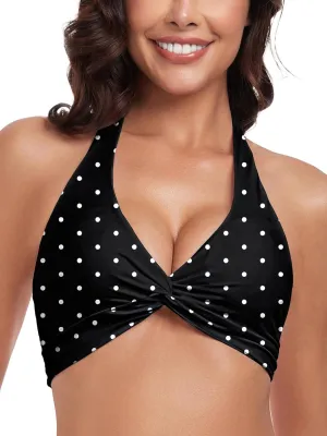 Ocean Blues Women's V-Neck Bikini Top Twist Triangle Swimsuit Top Halter Bathing Suit Top