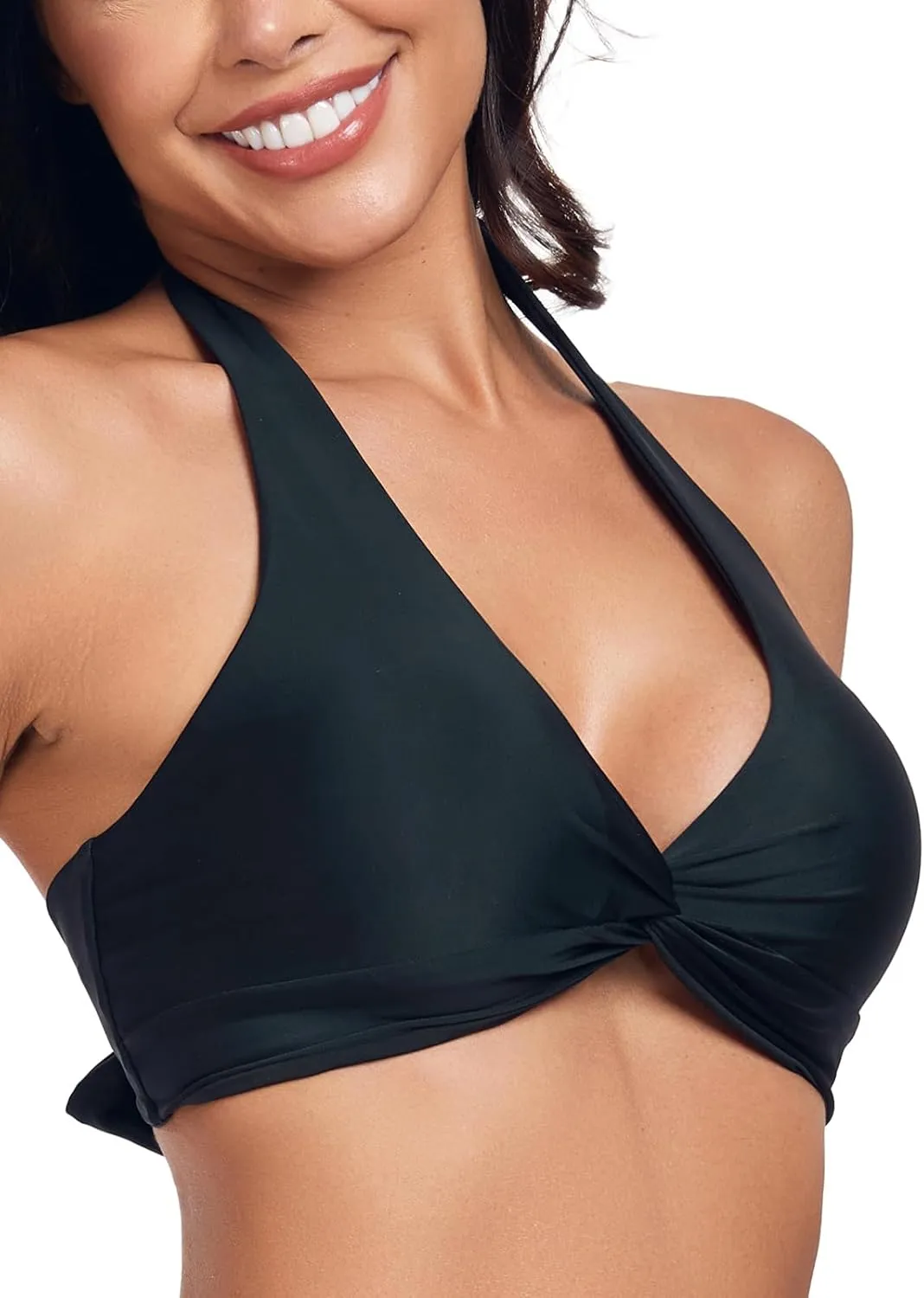 Ocean Blues Women's V-Neck Bikini Top Twist Triangle Swimsuit Top Halter Bathing Suit Top