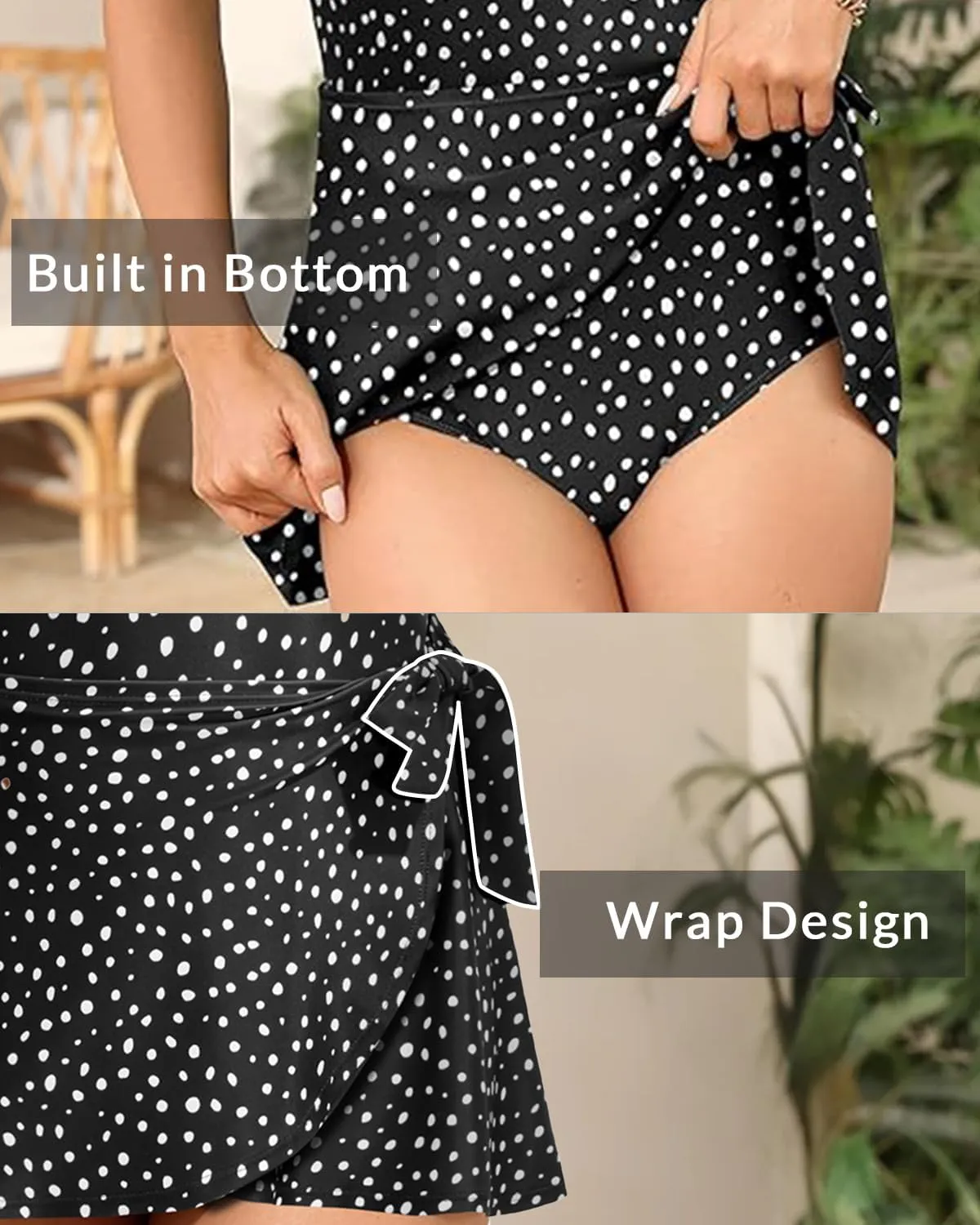 One Piece Swimdress for Women - Tummy Control Swimsuit with Skirt 2025 Wrap Tie Side Bathing Suit Dress