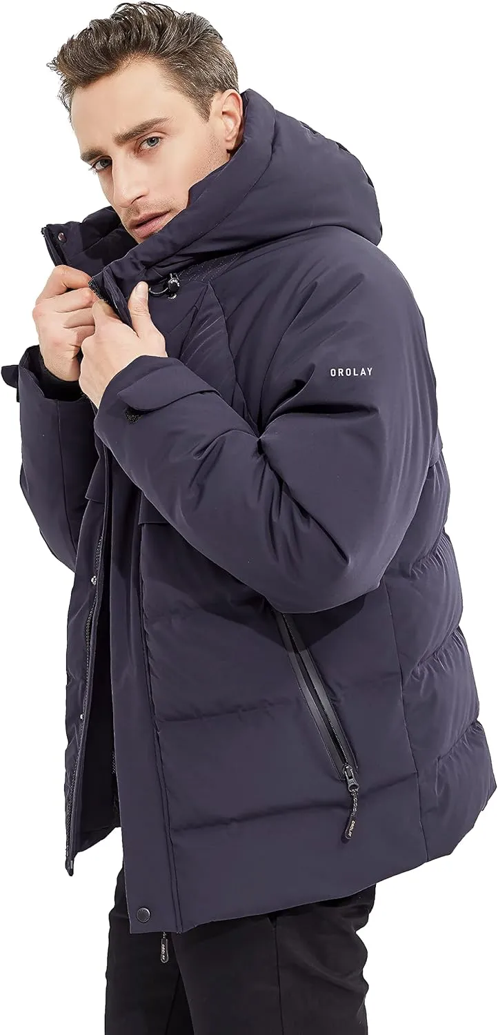 Orolay Men's Down Jacket with Adjustable Hood