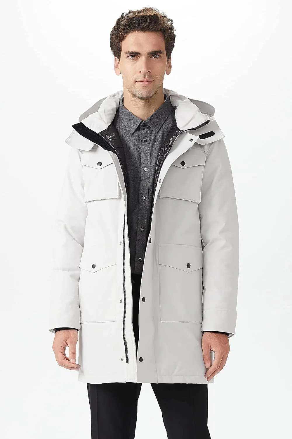 Orolay Men's Windproof Down Coat Hooded Winter Parka Thicken Jacket with Multi-Pockets