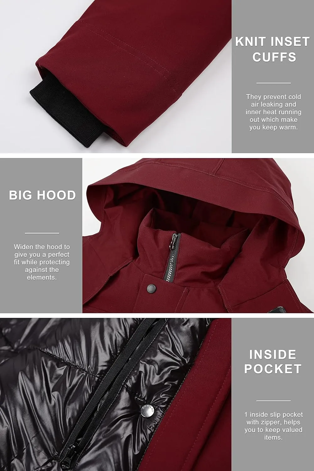 Orolay Men's Windproof Down Coat Hooded Winter Parka Thicken Jacket with Multi-Pockets