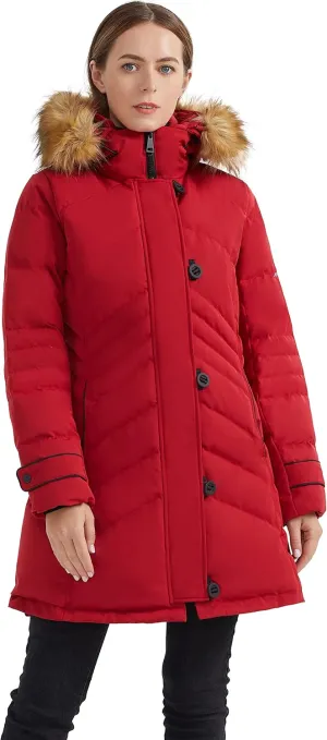 Orolay Women's Hooded Slim Puffer Jacket Quilted Mid Length Winter Down Coat