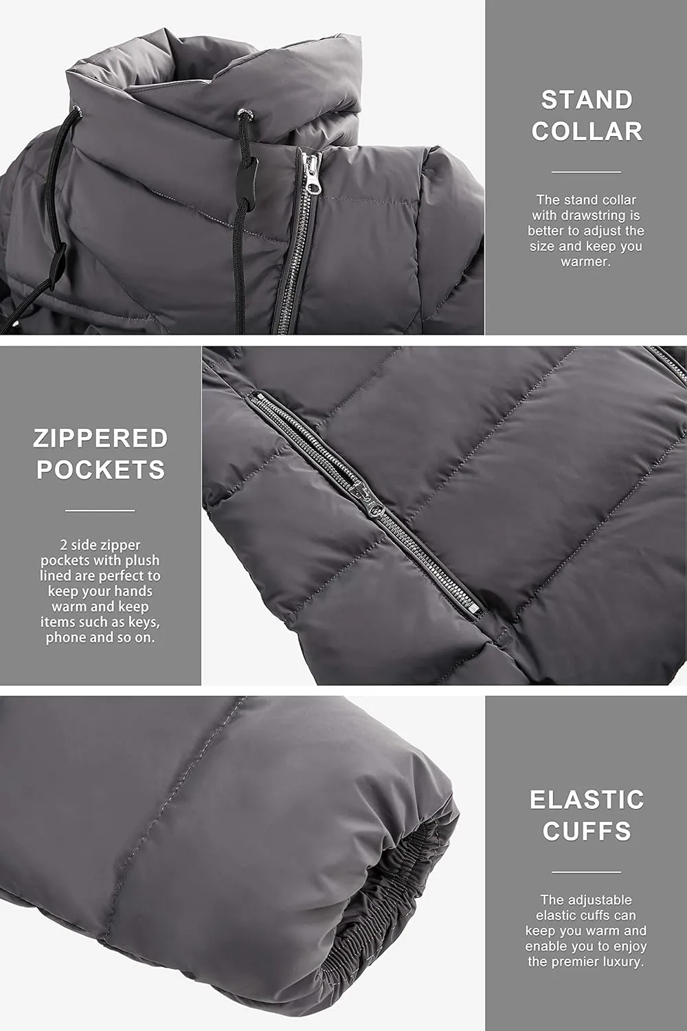 Orolay Women's Short Puffer Down Coat Stand Collar Winter Jacket with Full-Zip