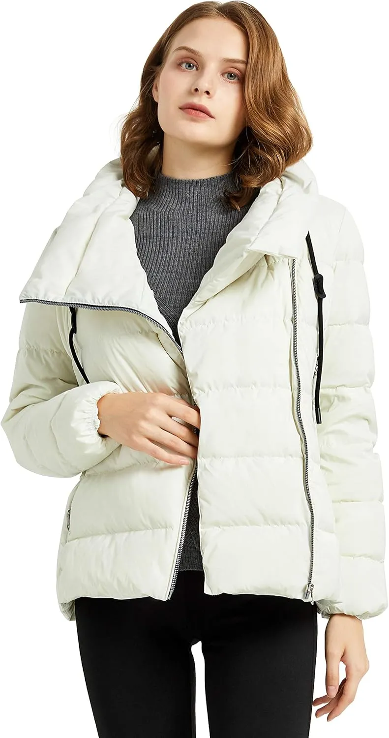 Orolay Women's Short Puffer Down Coat Stand Collar Winter Jacket with Full-Zip