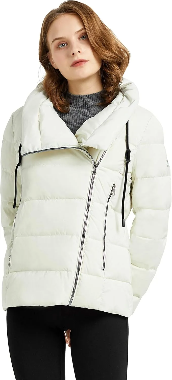Orolay Women's Short Puffer Down Coat Stand Collar Winter Jacket with Full-Zip