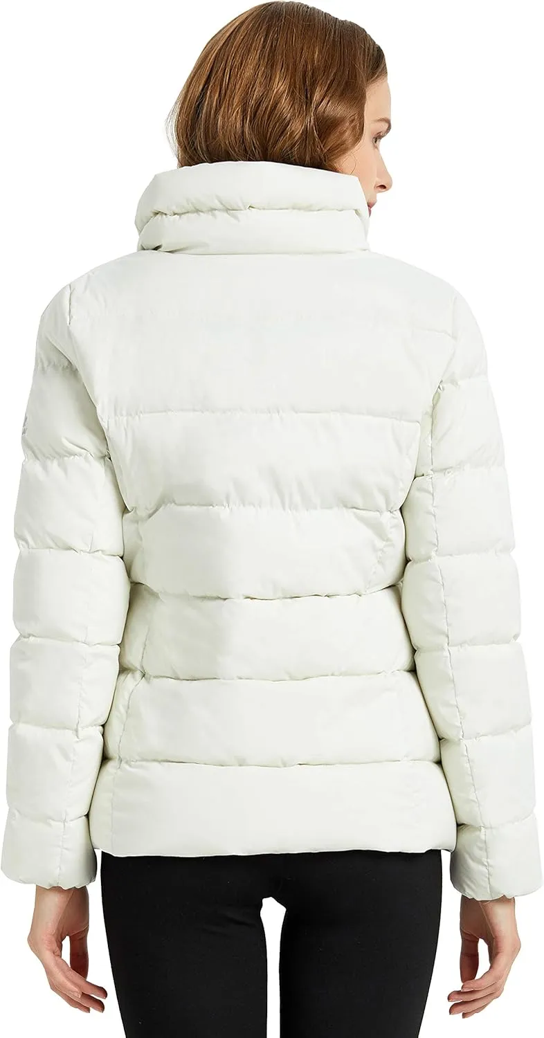 Orolay Women's Short Puffer Down Coat Stand Collar Winter Jacket with Full-Zip