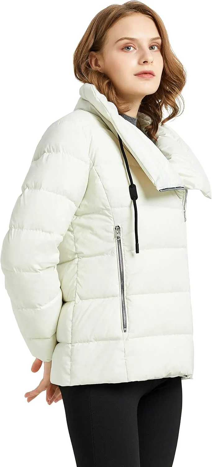 Orolay Women's Short Puffer Down Coat Stand Collar Winter Jacket with Full-Zip