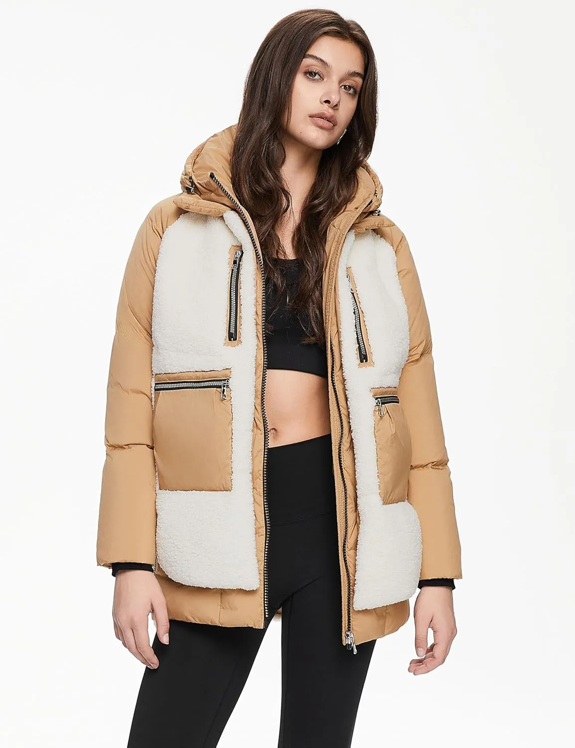 Orolay Women's Thickened Winter Down Coat Windproof Hooded Puffer Jacket with 6 Pockets