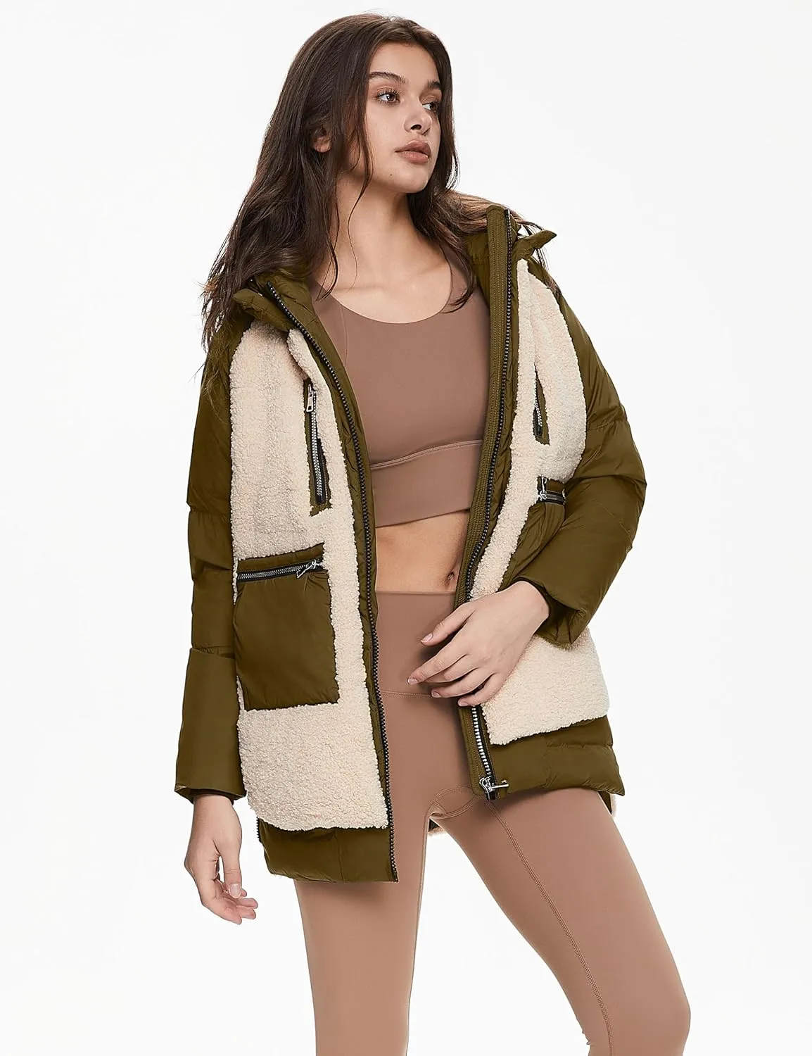 Orolay Women's Thickened Winter Down Coat Windproof Hooded Puffer Jacket with 6 Pockets
