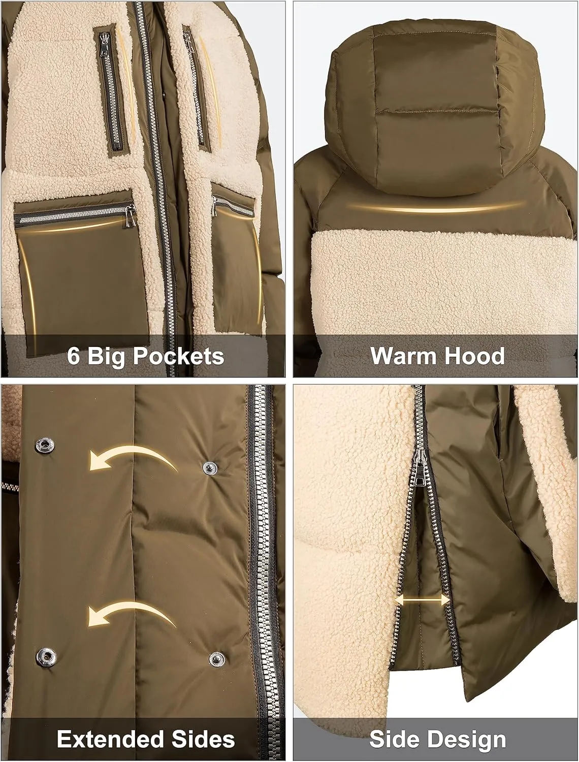 Orolay Women's Thickened Winter Down Coat Windproof Hooded Puffer Jacket with 6 Pockets