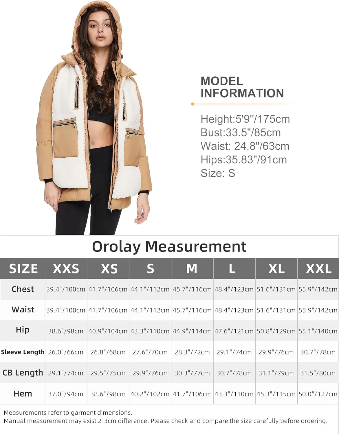 Orolay Women's Thickened Winter Down Coat Windproof Hooded Puffer Jacket with 6 Pockets