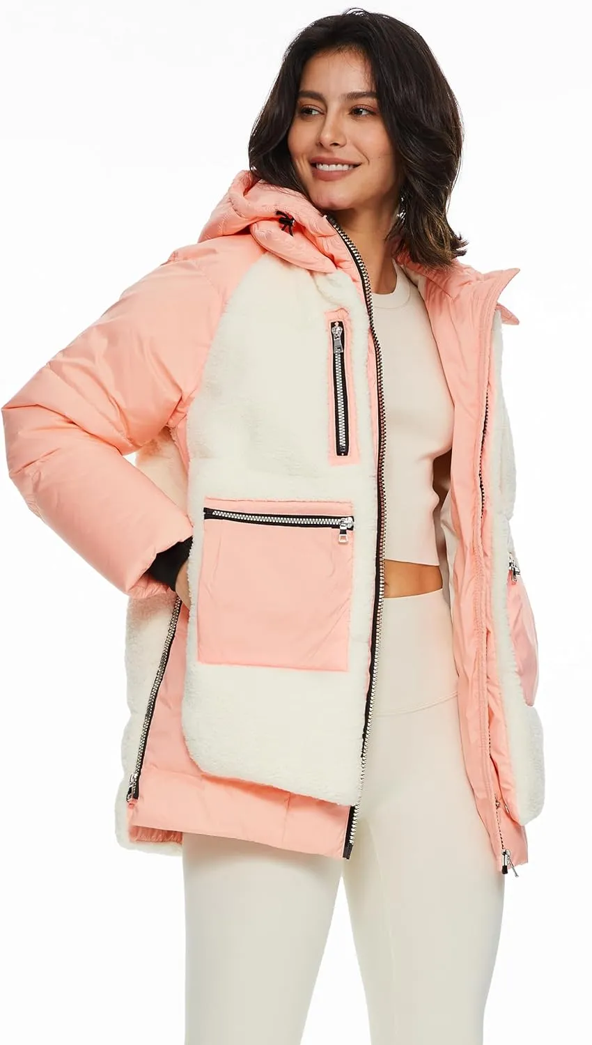 Orolay Women's Thickened Winter Down Coat Windproof Hooded Puffer Jacket with 6 Pockets