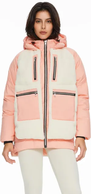 Orolay Women's Thickened Winter Down Coat Windproof Hooded Puffer Jacket with 6 Pockets