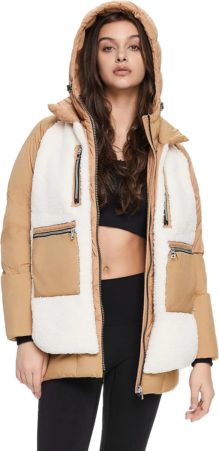Orolay Women's Thickened Winter Down Coat Windproof Hooded Puffer Jacket with 6 Pockets