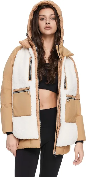 Orolay Women's Thickened Winter Down Coat Windproof Hooded Puffer Jacket with 6 Pockets