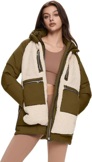 Orolay Women's Thickened Winter Down Coat Windproof Hooded Puffer Jacket with 6 Pockets