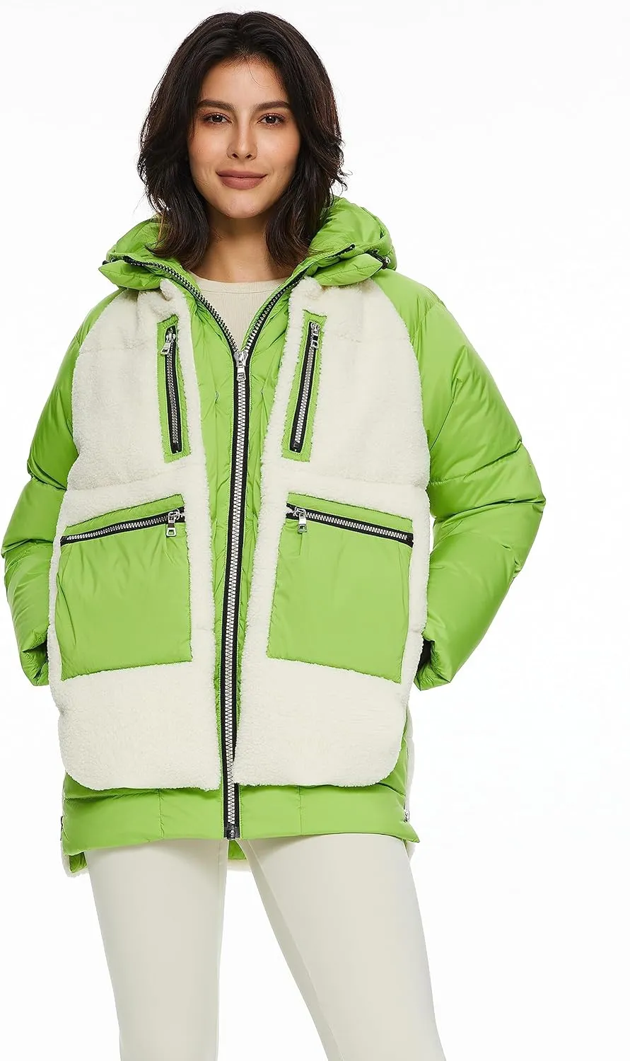 Orolay Women's Thickened Winter Down Coat Windproof Hooded Puffer Jacket with 6 Pockets