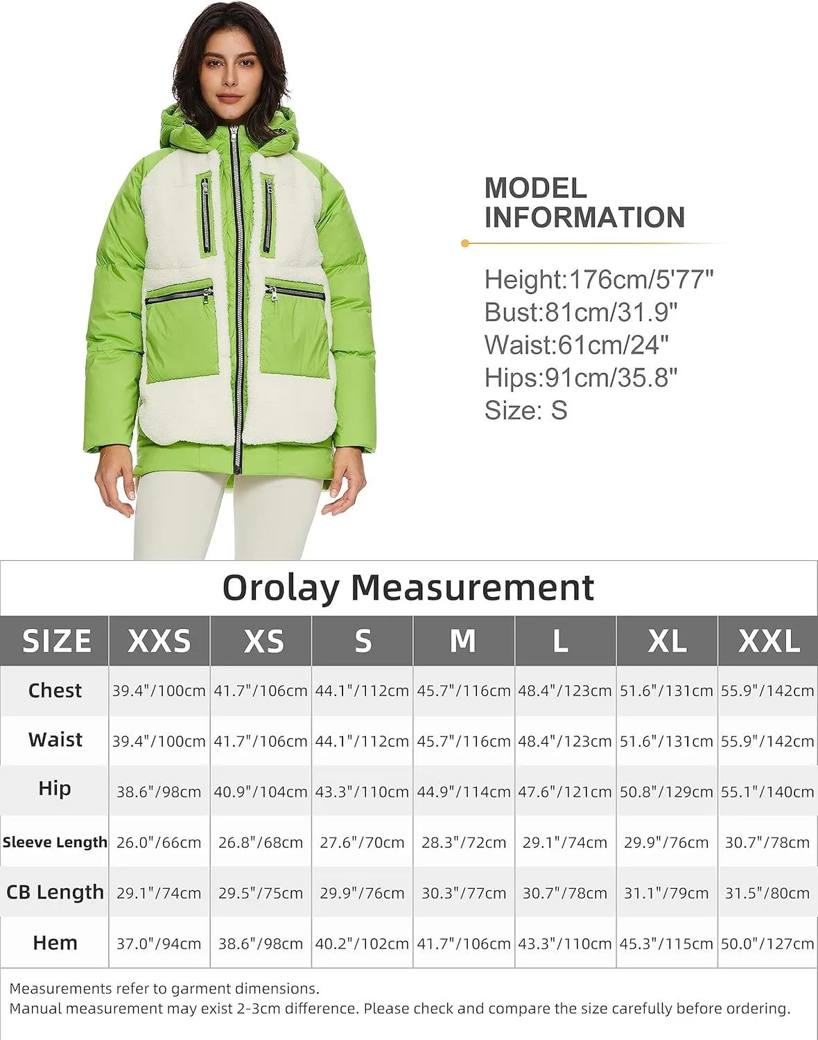 Orolay Women's Thickened Winter Down Coat Windproof Hooded Puffer Jacket with 6 Pockets