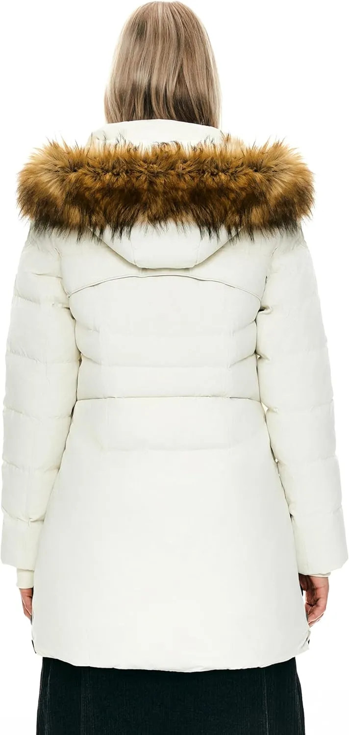 Orolay Women's Winter Down Jacket with Faux Fur Trim Hood