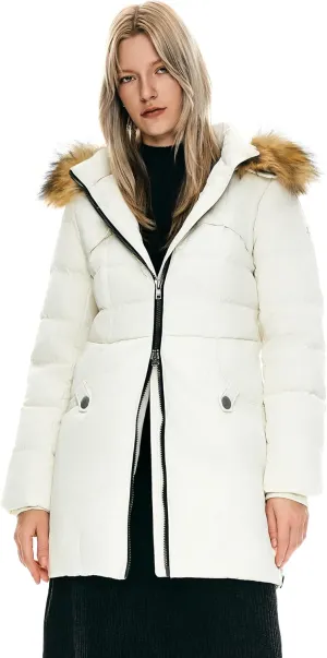 Orolay Women's Winter Down Jacket with Faux Fur Trim Hood