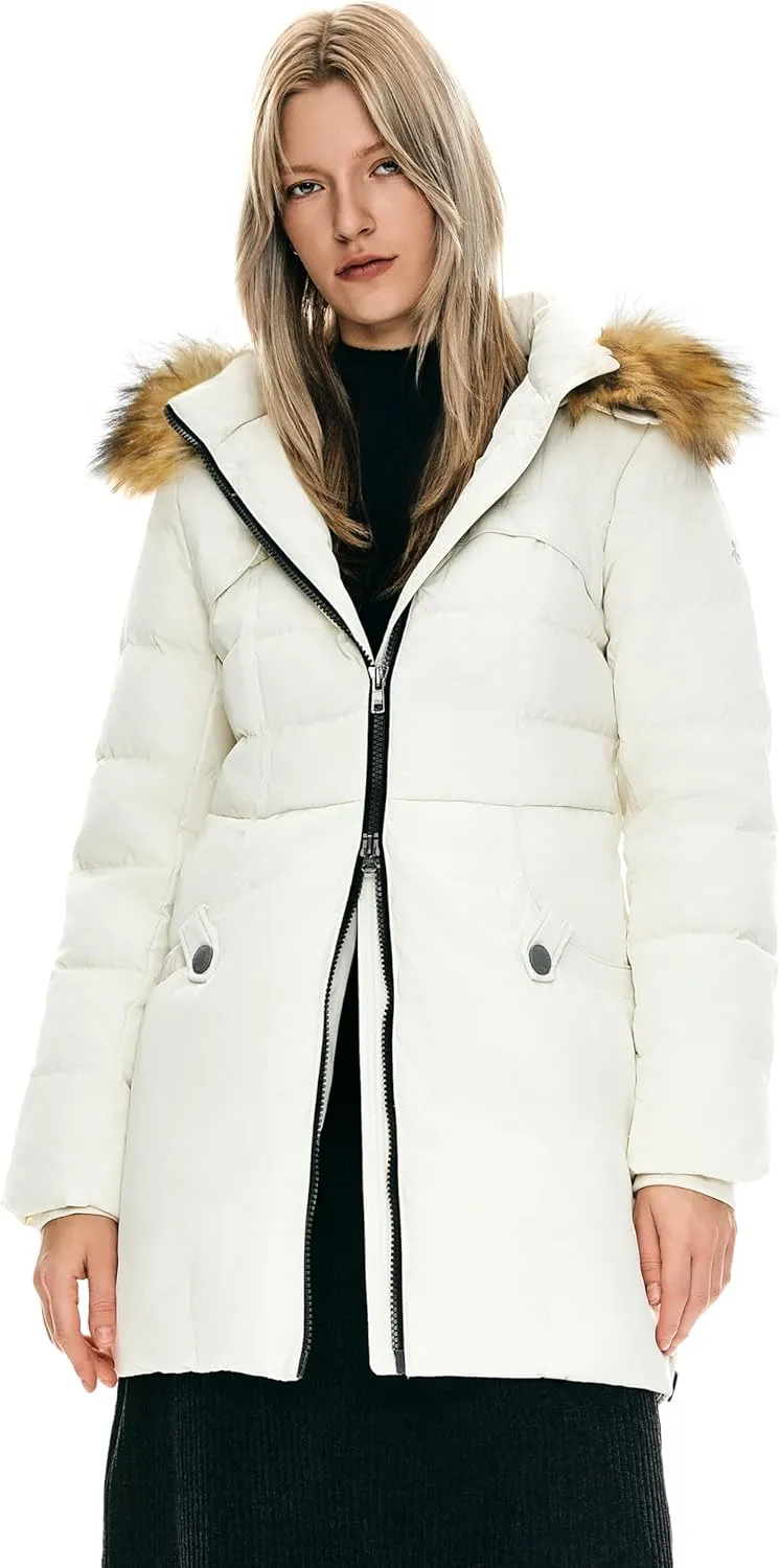 Orolay Women's Winter Down Jacket with Faux Fur Trim Hood